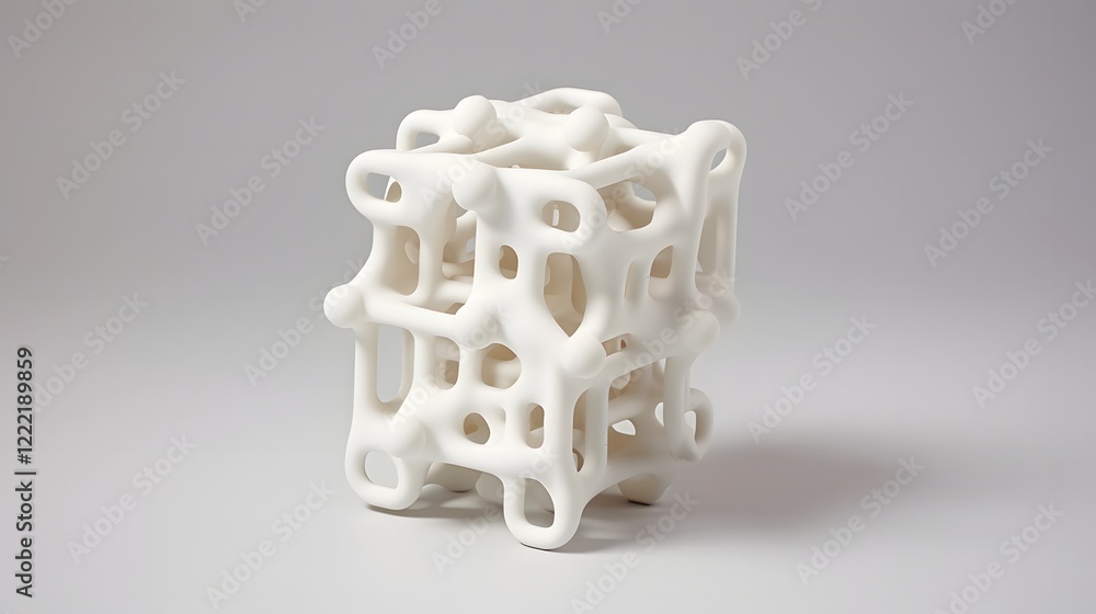 Poster a sleek and minimalist 3d printed cuboid object showcased on a clean white studio background for pro