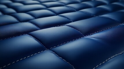 Fototapeta premium Closeup of vibrant blue leather texture with detailed stitching, a study in texture and design