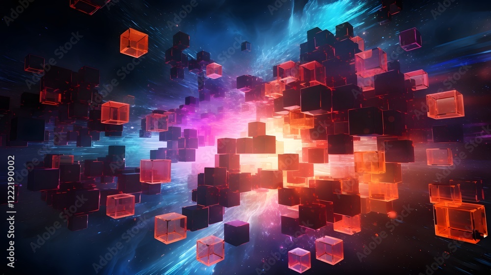 Aufkleber cubip themed digital wallpaper with glowing abstract geometric shapes and patterns futuristic modern