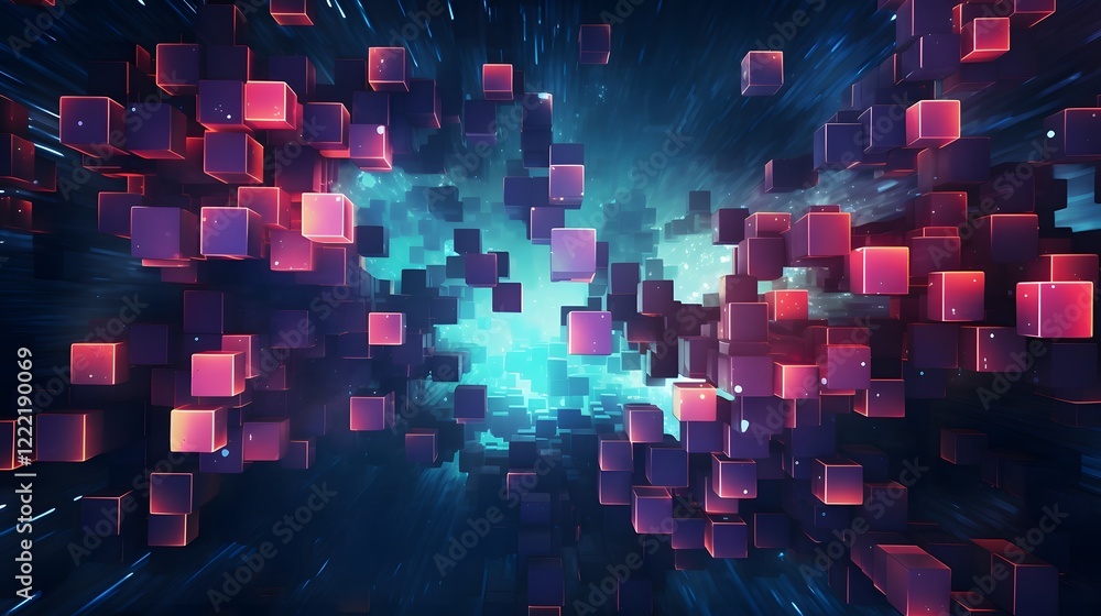 Poster mesmerizing cubip themed digital wallpaper with glowing geometric effects captivating abstract backg