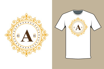 t shirt design concept oriental letter A