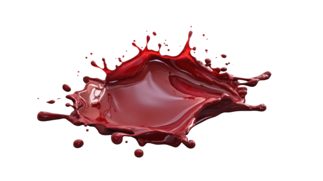 Red splash on transparent background