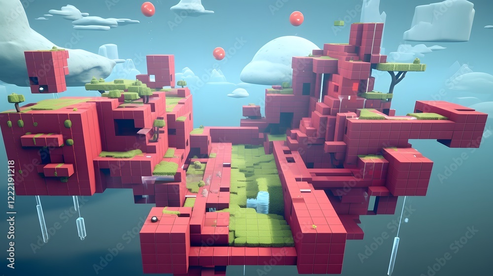 Poster vibrant cubip themed video game interface concept in futuristic digital design sleek and minimalist 