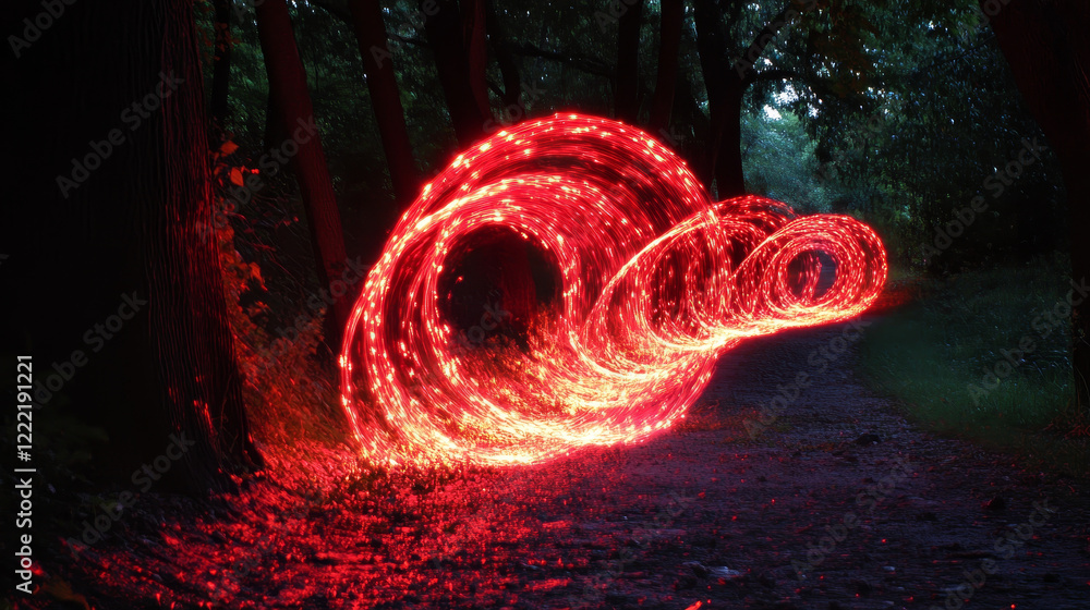 Poster red light lines, effect of speed motion trails. abstract streaks of fast flash movement, blurred glo