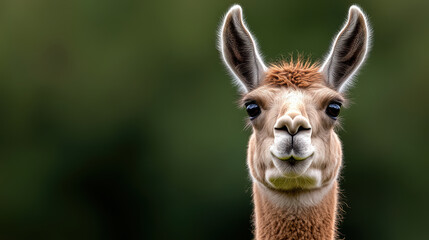 Naklejka premium close up of llama face with expressive eyes and soft fur
