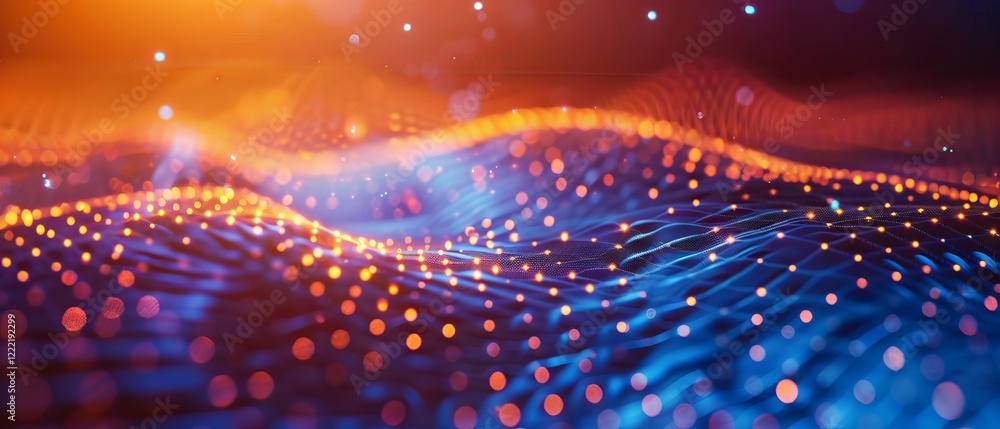 Poster futuristic abstract technology background featuring digital circuit patterns, glowing blue and purpl