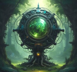 Illustration of sureal environment technology in future.