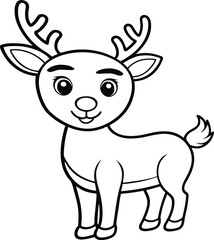 Obraz premium Cute black reindeer, Cute reindeer outline, Cute reindeer vector art