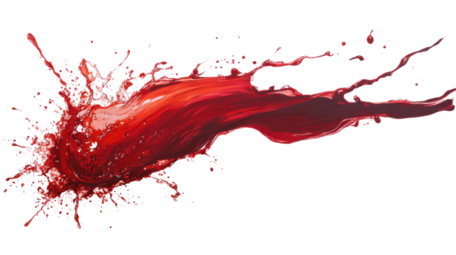 Red splash on transparent background