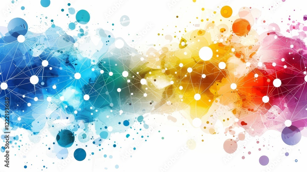 Poster abstract scatter plot clipart for statistical analysis with rainbow gradient on white background