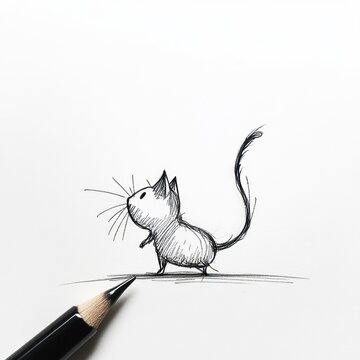 Penciled Sketch of a Small Adorable Mouselike Creature