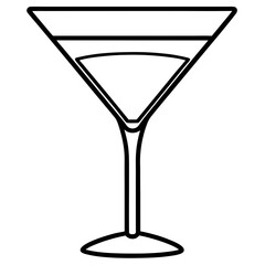Minimal Martini Glass Line Art