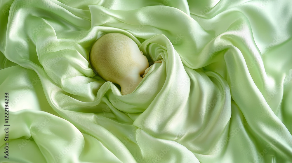 Poster green drapery silk fabric luxury background. wavy abstract satin cloth vector texture pattern. smoot