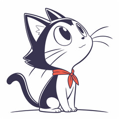 Black cat illustration, vector illustration, cartoon