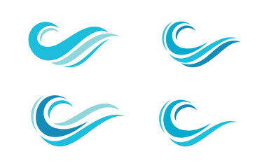 Wave icons. Water sea element, ocean liquid curve