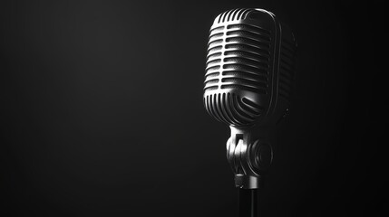 Retro Microphone on Black Background  Podcast  Radio  Music  Broadcasting  Studio  Vintage