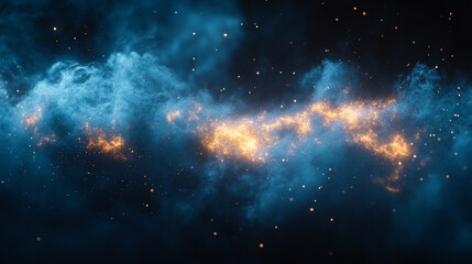 Fototapeta premium Hyperspace tunnel with radiating energy and light, bright stars illuminating a blue explosion in a futuristic, minimalistic design, creating a sense of movement and boundless possibilities in a modern