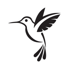Graceful Black Outline Hummingbird in Flight