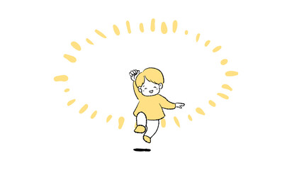 笑顔でジャンプする男の子のイラスト