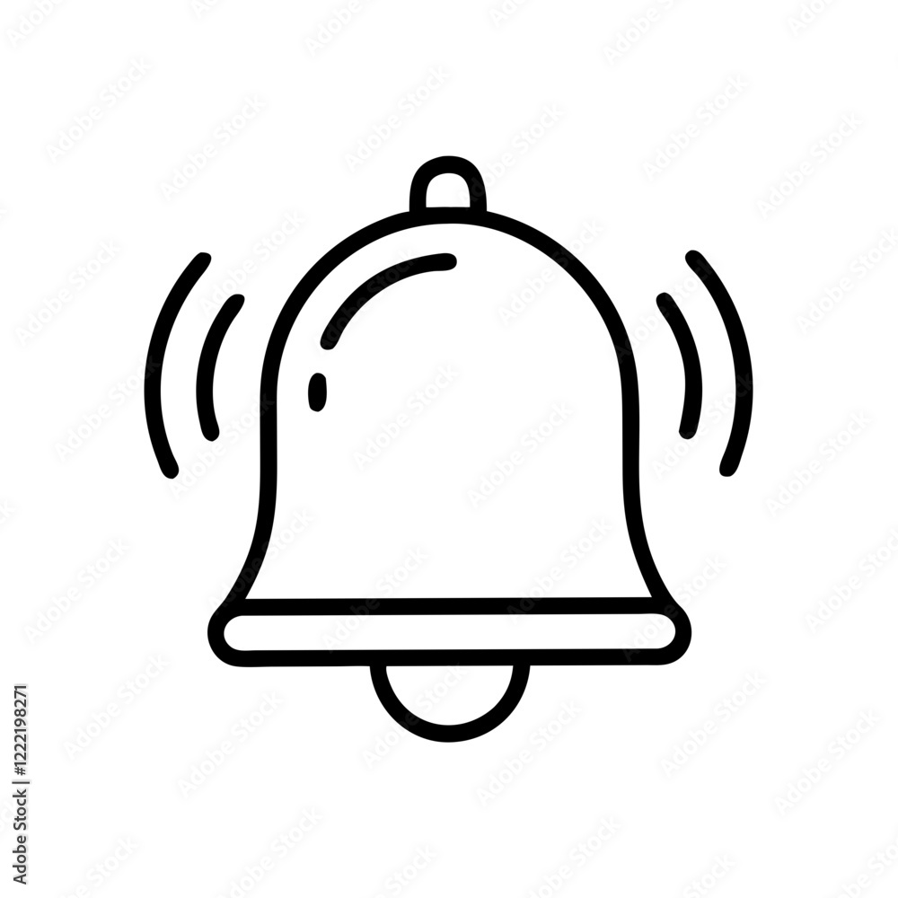Poster alarm bell icon in minimalist design representing notifications and alert systems