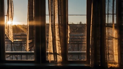 Fototapeta premium The atmosphere of a photo taken out by a window with light shining in. 