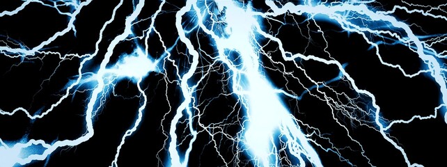 3d rendering of a brilliant blue lightning bolt on a black background