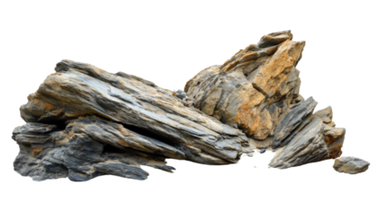 Realistic rock mountains stones on transparent background