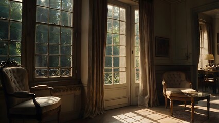 The atmosphere of a photo taken out by a window with light shining in.
