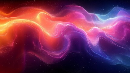 Neon Glowing Abstract Fluid Motion. Generative AI