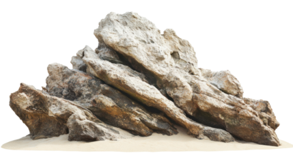 Realistic rock mountains stones on transparent background