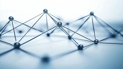 Abstract Network Connection Interlinked Nodes and Metallic Structure