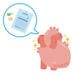 薬剤と調子が良い心臓のイラスト