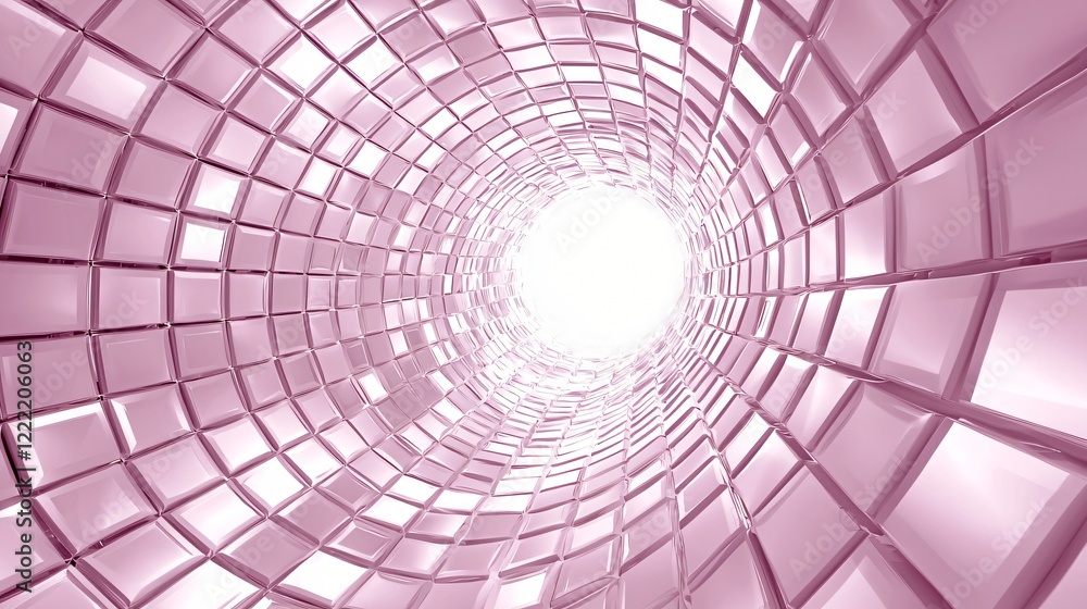 Poster abstract pink geometric tunnel shiny cubic pattern 3d render modern design background