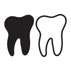 Tooth line icon set. Dental clinic logo. Clean teeth. Vector EPS 10
