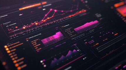 Obraz premium A digital dashboard illustration showcasing interactive data charts and analytics, featuring vibrant colors and sleek design elements.