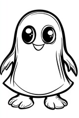 Fototapeta premium A cute cartoon penguin with big eyes and a smile.