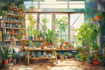 Room architecture furniture painting window.