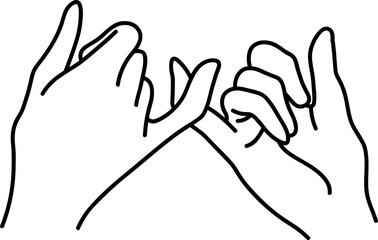 Pinky Swear Hand Gesture Line Art