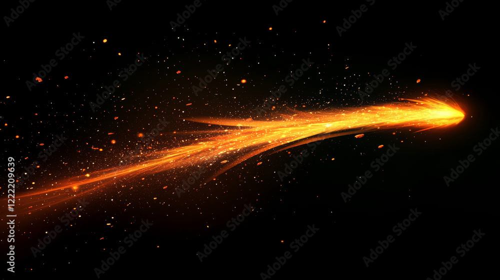 Aufkleber meteor or comet space trail fire light vector effect. 3d isolated realistic meteorite flame speed gl