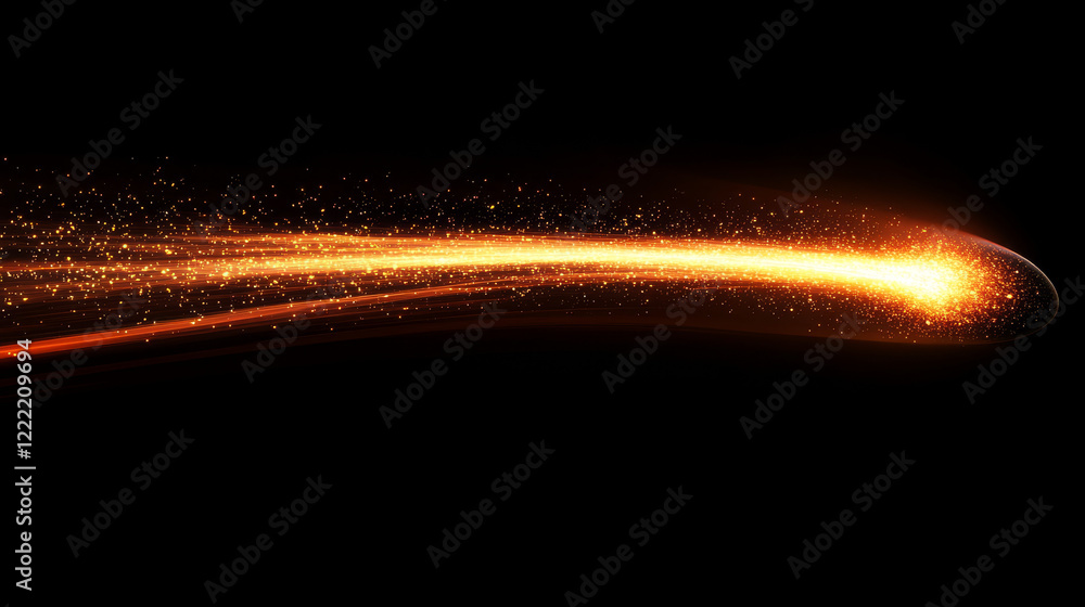 Poster meteor or comet space trail fire light vector effect. 3d isolated realistic meteorite flame speed gl