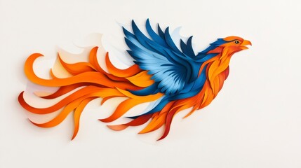 Obraz premium Majestic Phoenix in Flight A Vibrant Paper Sculpture