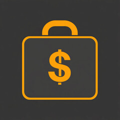 Money briefcase icon on dark background