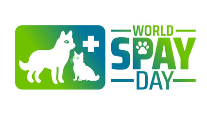 World spay day background banner or poster design template. observed every year in February. Holiday concept. Use to any Template, card, poster, placard, template.