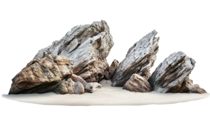Realistic rock mountains stones on transparent background