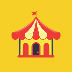 Obraz premium Colorful circus tent on bright yellow background