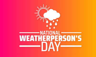 National Weatherperson's Day background banner or poster design template. observed every year in February. Holiday concept. Use to any Template, card, poster, placard, template.