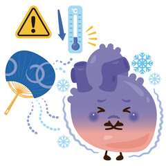 寒さで調子が悪くなる心臓のキャラクター