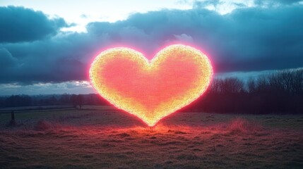 Fototapeta premium Glowing Heart in a Serene Landscape