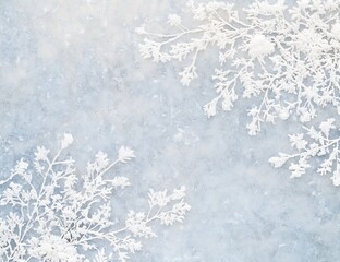 Winter Wonderland Background Frosty Branches on Blue Textured Surface