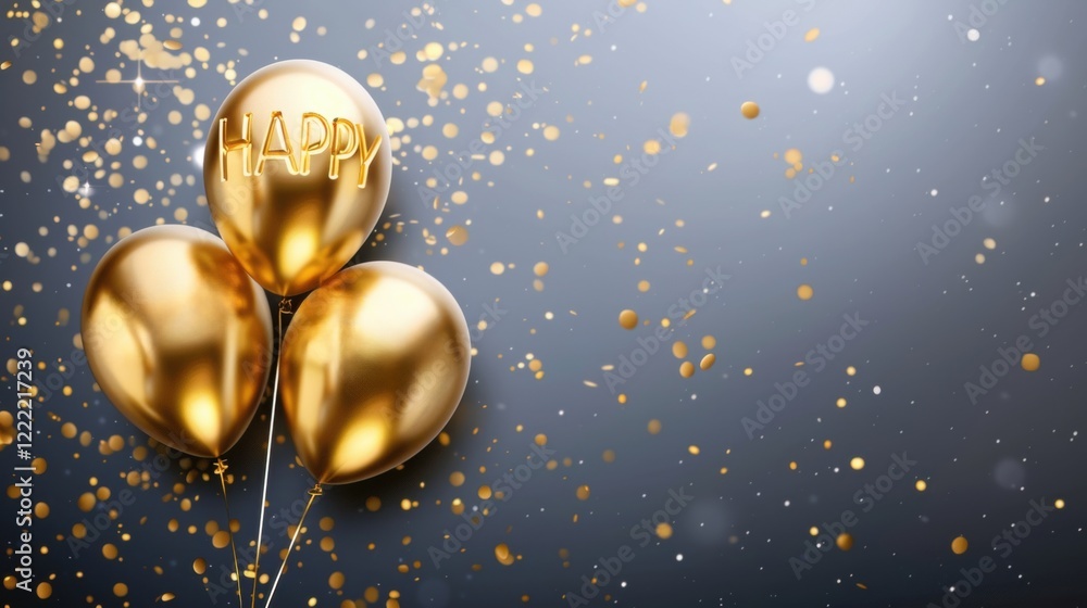 Aufkleber three golden balloons with 